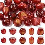 20Pcs 5 Styles Opaque Resin Beads, Dark Red, Mixed Shapes, 8~11x8~10mm, Hole: 1.5~1.8mm, 4pcs/style(RESI-FS0002-35)