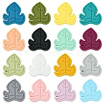 32Pcs 16 Colors Leaf Food Grade Eco-Friendly Silicone Focal Beadss, Mixed Color, 28x27x7mm, Hole: 2mm, 2pcs/color(SIL-CJ0002-19)