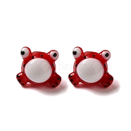 Handmade Lampwork Beads Strands, Frog, Red, 13x15.5x12.5mm, Hole: 2mm, about 20pcs/strand, 17.87''(45.4cm)(LAMP-Z010-02B)