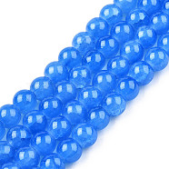 Baking Painted Crackle Glass Beads Strands, Round, Royal Blue, 6mm, Hole: 1.3~1.6mm, about 133pcs/strand, 31.4 inch(X-DGLA-Q023-6mm-YS16)