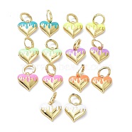 Heart Real 18K Gold Plated Brass Enamel Hoop Earrings, Long-Lasting Plated, Mixed Color, 30mm, Pin: 1mm(EJEW-P192-01G)