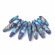 Synthetic Gemstone Beads Strands, Lapis Lazuli and Regalite, Graduated Fan Pendants, Focal Beads, Dyed, Deep Sky Blue, 19~50x7~8.5x6~8mm, Hole: 1.5mm, 9pcs/set, 2.75 inch/strand(G-S325-002)