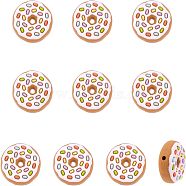 10Pcs Food Grade Eco-Friendly Silicone Beads, Chewing Beads For Teethers, DIY Nursing Necklaces Making, Donut, Peru, 22x9mm, Hole: 2mm(SIL-CA0001-44)