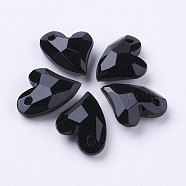 Opaque Acrylic Charms, Faceted, Heart, Black, 11x9x4mm, Hole: 0.5mm(MACR-G055-11mm-01)