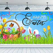 Easter Polyester Hanging Banner Sign, Rectangle with Word, Party Decoration Supplies Celebration Backdrop, Rabbit, 1100x1800mm(AJEW-WH0190-055)