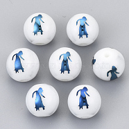 Electroplate Glass Beads, Round with Constellations Pattern, Blue Plated, Virgo, 10mm, Hole: 1.2mm(EGLA-S178-11K-06)