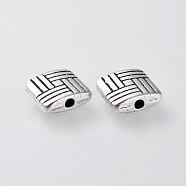 Tibetan Silver Beads, Lead Free & Cadmium Free, Rectangle, Antique Silver, about 8mm long, 8mm wide, 3mm thick, hole: 1.5mm(LFH10141Y)