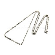 Fashionable 304 Stainless Steel Rope Chain Necklace Making, with Lobster Claw Clasps, Stainless Steel Color, 28 inch~30 inch(71.1~76.2cm)x3mm(STAS-A028-N039P-L)