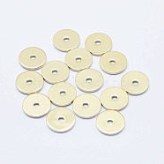 Brass Spacer Beads, Long-Lasting Plated, Nickel Free, Real 18K Gold Plated, Flat Round, 10x1mm, Hole: 1.4mm(KK-G331-01G-NF)