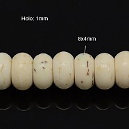 Synthetic Magnesite Beads Strands, Rondelle, White,8x4mm, Hole: 1mm, about 91pcs/strand, 15.7 inch(X-G-E016-8x4mm)