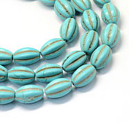 Synthetic Turquoise Gemstone Bead Strands, Watermelon, Dyed, Turquoise, 16x10~11.5mm, Hole: 1.5mm, about 24pcs/strand, 14.9 inch(X-TURQ-S282-16)