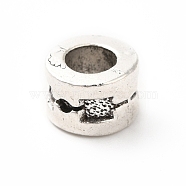 Tibetan Style Alloy European Beads, Large Hole Beads, Column, Antique Silver, 10x7mm, Hole: 5.6mm, about 200pcs/500g(PALLOY-P293-141AS)