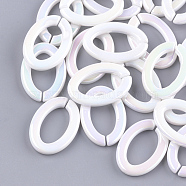 Acrylic Imitation Pearl Linking Rings, Quick Link Connectors, For Jewelry Chains Making, AB Color, Oval, Seashell Color, 28.5x20x3.5mm(OACR-S024-40)