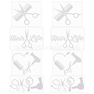 8 Sheets 4 Styles PET Waterproof Car Stickers, Self-Adhesive Decals, for Vehicle Decoration, White, Scissor & Heart & Mirror & Word Pattern, Mixed Patterns, 55~84x100~120x0.1mm, 2 sheets/style(DIY-GF0006-79)