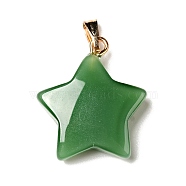 Glass Pendants, with Golden Plated Iron Findings, Star, Green, 23x20x6mm, Hole: 6x2mm(GLAA-A004-01B)