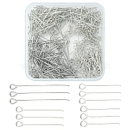 400Pcs 4 Styles Iron Eye Pins, Cadmium Free & Nickel Free & Lead Free, Platinum, 21 Gauge, 16~24x0.7mm, Hole: 2mm, about 100pcs/style(FIND-FS0001-33)