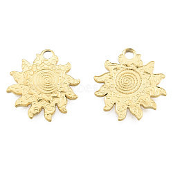Ion Plating(IP) 201 Stainless Steel Pendants, Sun, Real 18K Gold Plated, 22x20x2mm, Hole: 2.5mm(STAS-N098-258LG)