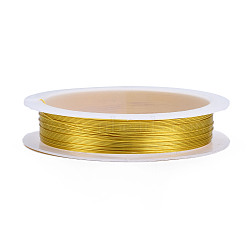 Round Copper Jewelry Wire, Long-Lasting Plated, Light Gold, 26 Gauge, 0.4mm, about 32.8 Feet(10m)/roll(X-CWIR-Q006-0.4mm-G)