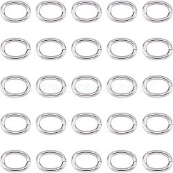 304 Stainless Steel Jump Rings, Open Jump Rings, Oval, Stainless Steel Color, 8x6x1.2mm, 16 Gauge, Inner Diameter: 5.5x3.5mm(STAS-UN0006-37A)