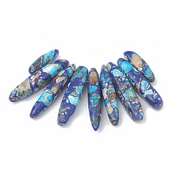 Synthetic Gemstone Beads Strands, Lapis Lazuli and Regalite, Graduated Fan Pendants, Focal Beads, Dyed, Deep Sky Blue, 19~50x7~8.5x6~8mm, Hole: 1.5mm, 9pcs/set, 2.75 inch/strand(G-S325-002)