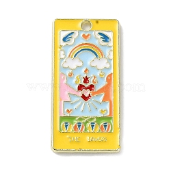 Alloy Enamel Pendants, Golden, Tarot Charm, Heart, 30x15x1.5mm, Hole: 1.8mm(X-ENAM-K070-03G-01)