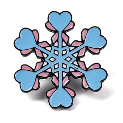 Christmas Theme Zinc Alloy Enamel Pins, Black Brooches, Snowflake, 30x28mm(JEWB-Z028-01A)