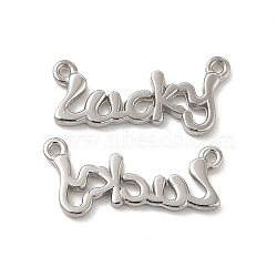 304 Stainless Steel Pendants, Word Lucky Charm, Stainless Steel Color, 8.5x19x1.5mm, Hole: 0.8mm(STAS-F284-11P)