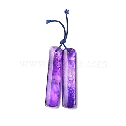 Natural Selenite Big Pendants, Dyed, Rectangle Charm, Plum, 90mm(G-Q017-04B)