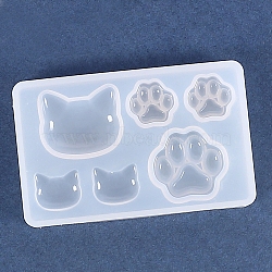 Food Grade Cat Shape DIY Silhouette Silicone Pendant Molds, Decoration Making, Resin Casting Molds, For UV Resin, Epoxy Resin Jewelry Making, Cat Shape, 50x79x7mm(PW-WG26089-01)