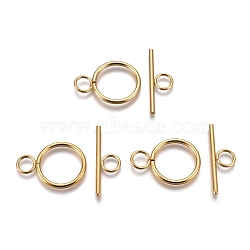Ion Plating(IP) 304 Stainless Steel Toggle Clasps, Ring, Golden, Ring: 28x20x2mm, Hole: 5.5mm, Bar: 30x10x2mm, Hole: 5.5mm(STAS-M277-05G)