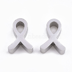 Non-Tarnish 304 Stainless Steel Pendants, Awareness Ribbon, Stainless Steel Color, 12x9x3mm, Hole: 1.8mm(X-STAS-T041-06)