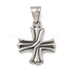 316 Surgical Stainless Steel Pendants, Cross Charm, Antique Silver, 26.5x22x3.2mm, Hole: 7.9x5.2mm(STAS-E212-118AS)