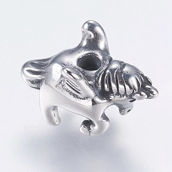 304 Stainless Steel Beads, Horse/Unicorn, Antique Silver, 16x8x10mm, Hole: 2mm(STAS-I069-21AS)