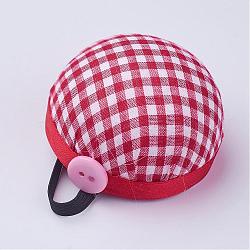 Cloth Needle Cushions, with Foam and Elastic Belt, Half Round/Dome, Red, 64x62x35mm(DIY-G001-02B)