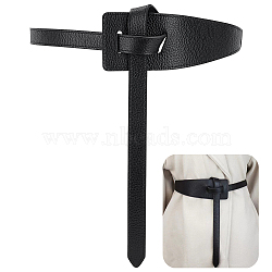 Cowhide Leather Chain Belts, Tie a Knot Waist Belts, No Buckle Cinch Belts, Black, 47-1/4 inch(120cm)(AJEW-WH0348-192A-01)