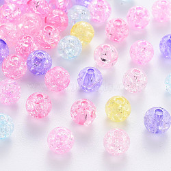 Transparent Crackle Acrylic Beads, Round, Mixed Color, 8x7mm, Hole: 1.8~2mm(X-MACR-S370-G8mm)