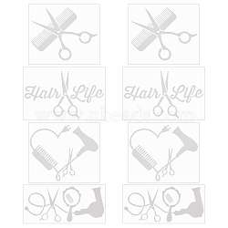 8 Sheets 4 Styles PET Waterproof Car Stickers, Self-Adhesive Decals, for Vehicle Decoration, White, Scissor & Heart & Mirror & Word Pattern, Mixed Patterns, 55~84x100~120x0.1mm, 2 sheets/style(DIY-GF0006-79)