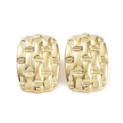 304 Stainless Steel Stud Earrings, Twist Rectangle, Golden, 30x21mm(EJEW-P245-17G)