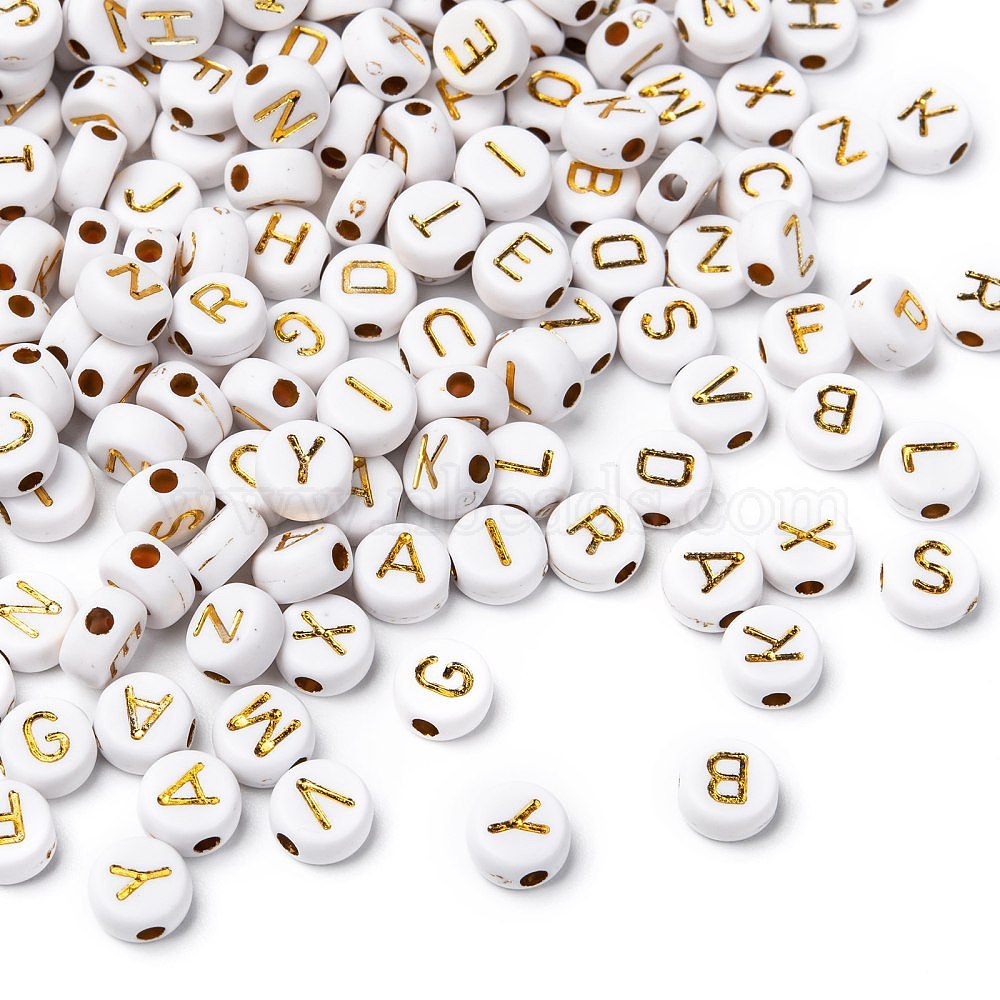 10 pearls Alphabet letter E white gold writing 7x4mm