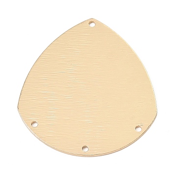 Brass 4-Hole Teardrop Chandelier Component Links, Light Gold, 35.5x33x1mm, Hole: 1.4mm