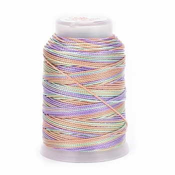 5 Rolls 12-Ply Segment Dyed Polyester Cords, Milan Cord, Round, Colorful, 0.4mm, about 71.08 Yards(65m)/Roll