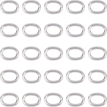 304 Stainless Steel Jump Rings, Open Jump Rings, Oval, Stainless Steel Color, 8x6x1.2mm, 16 Gauge, Inner Diameter: 5.5x3.5mm