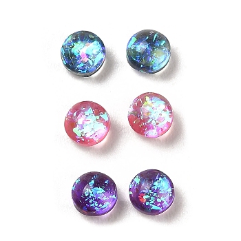 Resin Imitation Opal Cabochons, with Glitter Powder, Rondelle, Mixed Color, 4x3mm