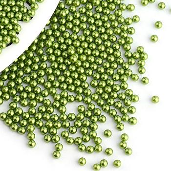 Imitation Pearl Acrylic Beads, No Hole, Round, Olive Drab, 8mm, about 2000pcs/bag