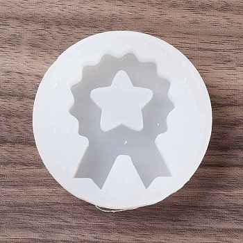 Star Medal Shaker Molds, DIY Quicksand Silicone Molds, Resin Casting Molds, for UV Resin, Epoxy Resin Craft Making, White, 61x12mm, Inner Diameter: 37x50mm