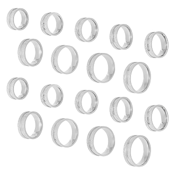 18Pcs 9 Size 201 Stainless Steel Grooved Finger Ring for Men Women, Stainless Steel Color, Inner Diameter: 16~22.2mm, Wide: 8mm, 2Pcs/size