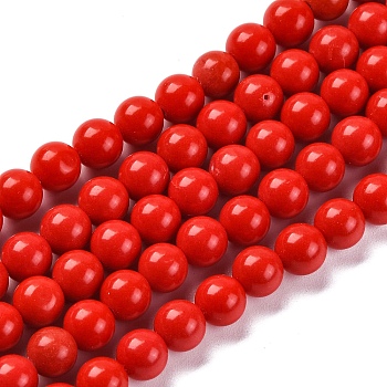 Synthetic Turquoise Beads Strands, Dyed, Round, Red, 6mm, Hole: 0.8mm, about 64pcs/strand, 14.17 inch(36cm)