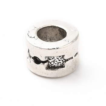 Tibetan Style Alloy European Beads, Large Hole Beads, Column, Antique Silver, 10x7mm, Hole: 5.6mm, about 200pcs/500g