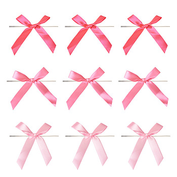 30Pcs 3 Colors Polyester Satin Bowknot for Ornament Accessories, Pink, 95x100x3.5mm, 10pcs/color