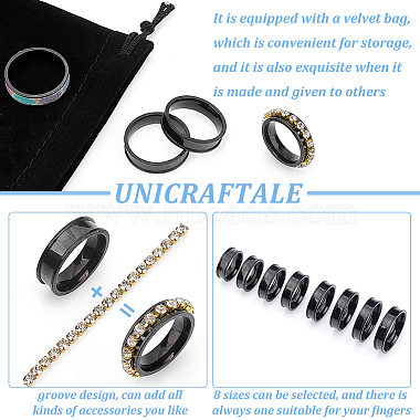 unicraftale 24шт. 8 размер 201 кольцо на палец из нержавеющей стали с рифлением(STAS-UN0041-46EB)-5